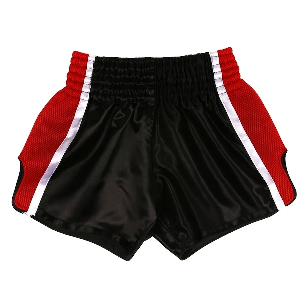 Muay Thai Shorts Schwarz Rot Mesh